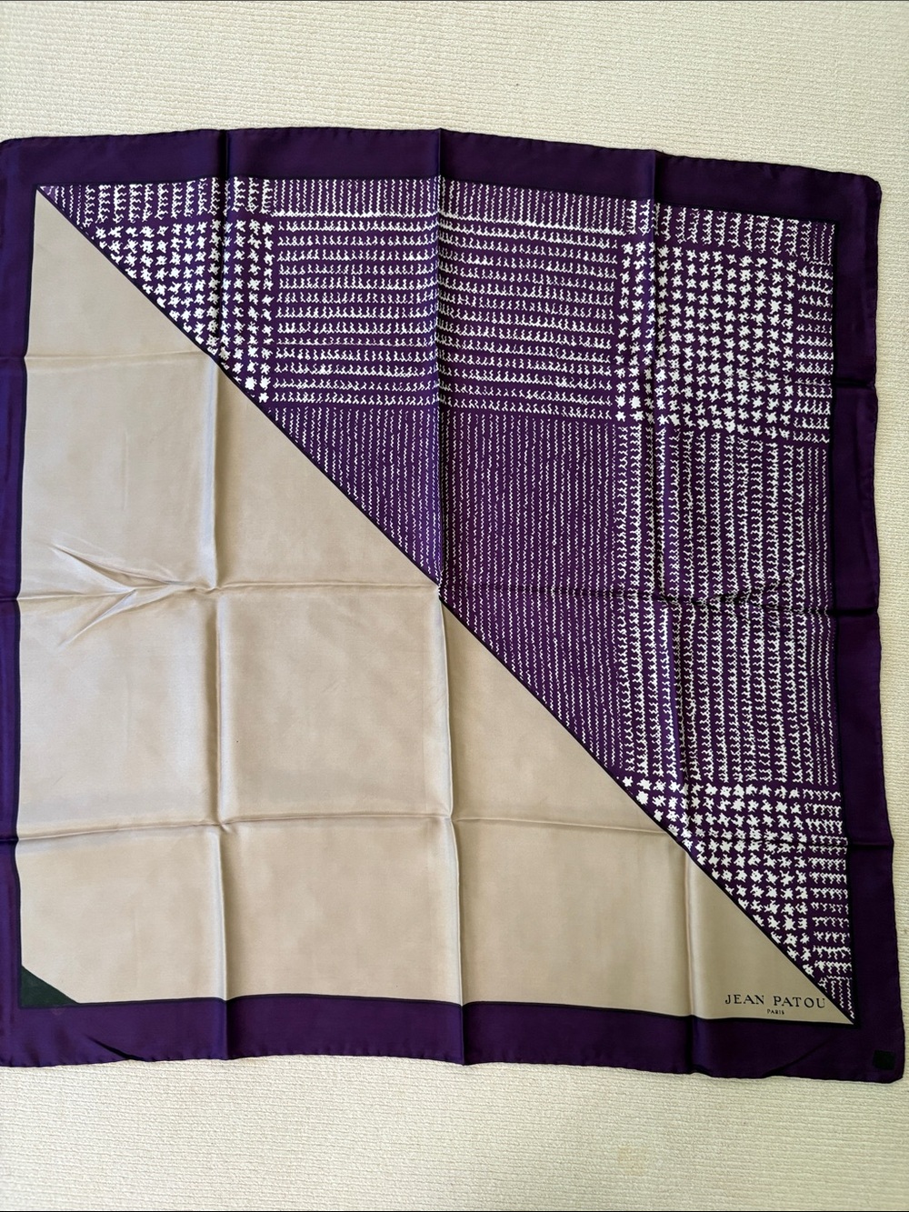 Jean Patou Purple and Cream Patterned Scarf